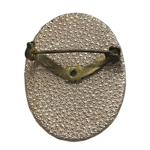 Vintage West Germany Sugar coated Brooch Hibiscus and Peaches, gold edged, pin - Picture 3 of 4